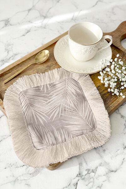 Evimde Bambaşka Șervețel decorativ cu frunze de palmier și franjuri, culoare ...