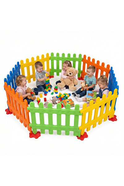 MUPARK 8 Parçalı Oyun Çiti ve Top Havuzu 200 cm Genişlik Anaokulu Tipi Güvenl...