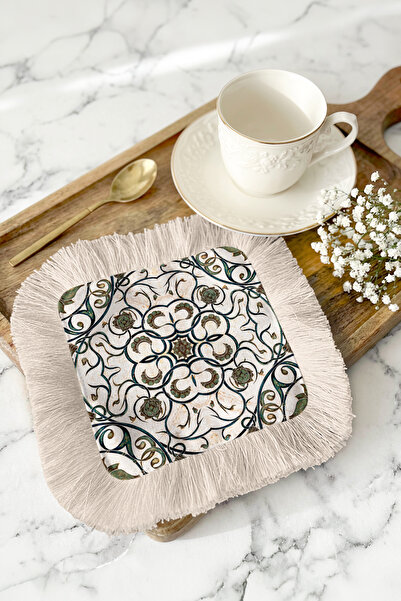 Evimde Bambaşka Osmanli Saray Elegant Fringed Presentation Napkin - Classic T...