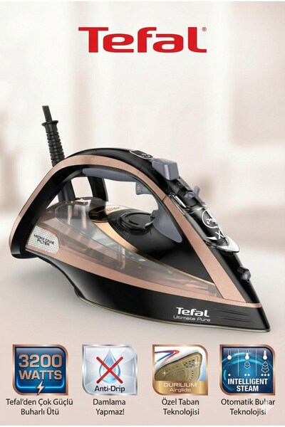 TEFAL 3200W yüksek güçlü Akıllı Ultimate Pure Kireç Avcısı Ve Özel Tabanlı Tu...