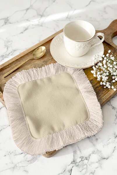 Evimde Bambaşka Șervețel elegant, crem, cu franjuri, pentru prezentare, în cu...