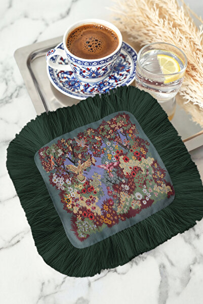 Evimde Bambaşka Șervețel de lux cu franjuri pentru prezentare, cu design de g...