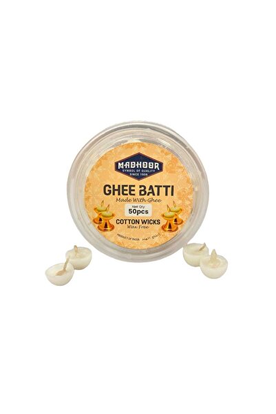 MADHOOR Ghee Batti Cotton Wick, 50 pcs