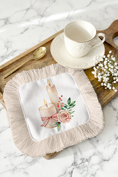 Evimde Bambaşka Șervețel romantic pentru prezentare, cu flori și franjuri, în...