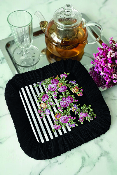 Evimde Bambaşka Șervețele de lux cu franjuri florale pentru prezentare - Șerv...