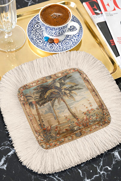 Evimde Bambaşka منديل تقديم مزين بشراشيب لامعة بتصميم استوائي عتيق - منديل كت...