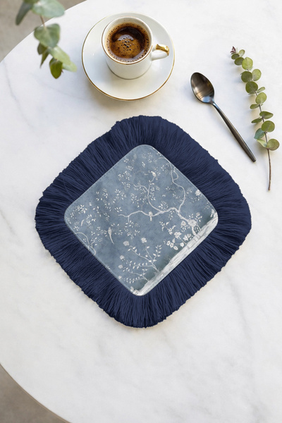 Evimde Bambaşka Șervețel de prezentare cu franjuri, cu design de copac chinez...