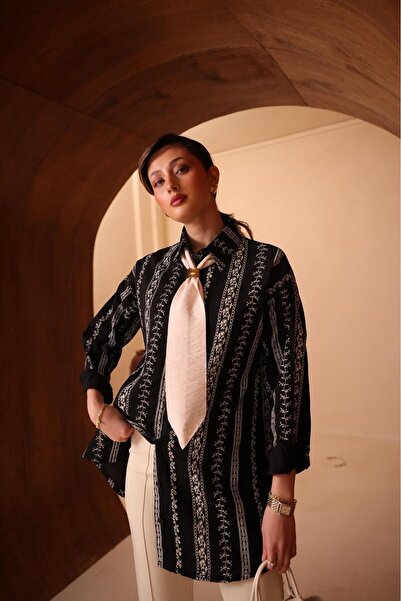 VOICTEC Premium Quality Tensel Shirt with Scarf Detail