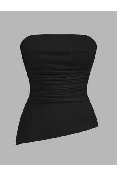 EVOA Women's Strapless Asymmetrical Bustier Blouse