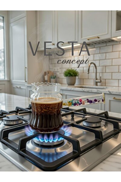 VESTA Concept Heat Resistant Borosilicate Glass Coffee Pot - Special Flower H...