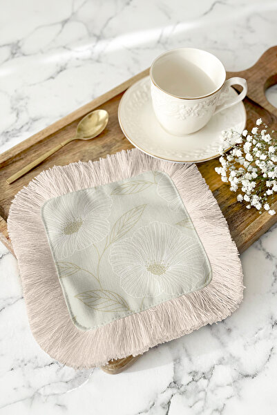 Evimde Bambaşka Șervețel elegant cu franjuri florale pentru prezentări - Șerv...