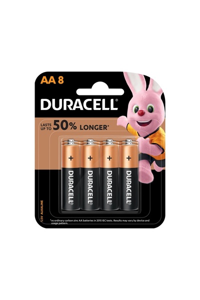 Duracell بطاريات قلوية من النوع AA، عبوة من 8 بطاريات
