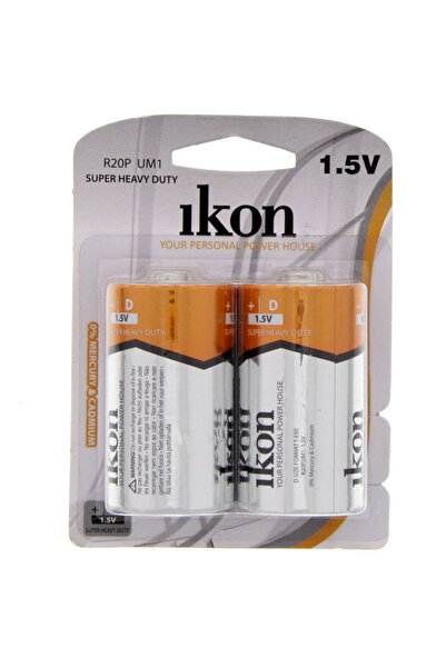 Ikon Super Heavy Duty D Battery IKR20PP2B, Pack of 2Pc
