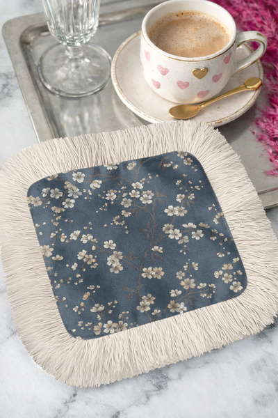 Evimde Bambaşka Sakura Flower Elegance Tasseled Presentation Napkin - Elegant...