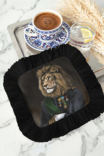 Evimde Bambaşka منديل تقديم فاخر بنمط الأسد النبيل مع شراشيب - منديل فاخر كلا...