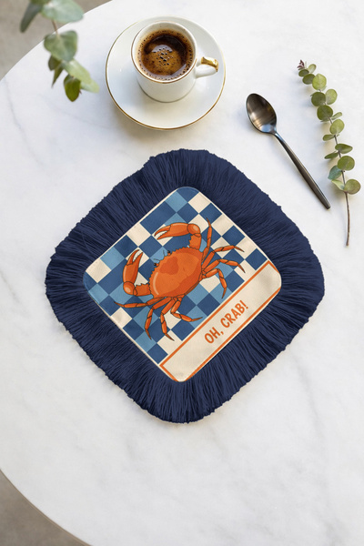 Evimde Bambaşka Șervețel decorativ cu franjuri în stil marin retro - Șervețel...