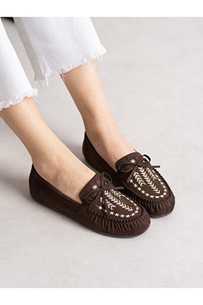 ALEMDAR AYAKKABI Bohem Coffee Embroidered Women's Ballerinas