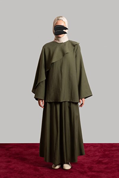 Emare Φαρδιά φούστα από τένσελ - Χακί