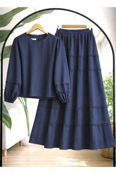 TrendParis Set cu fustă și top cu detalii cu volane