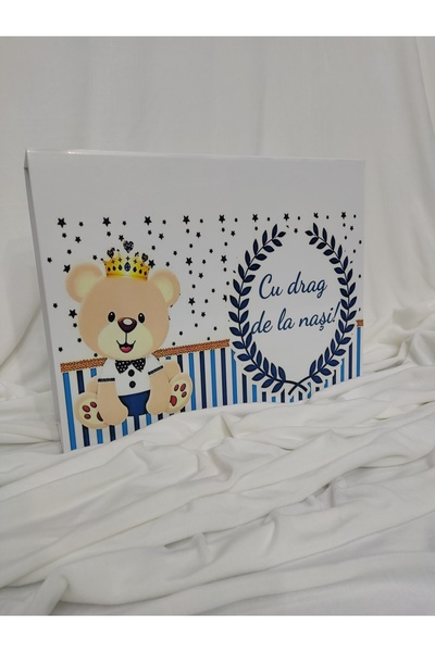 Handmade Trusou botez băiat urs print