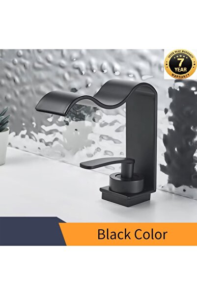 OEM Banyo Lavabo Bataryası Yeni Kalp Model Şelale Mat Siyah Renk 7 Yıl Garant...