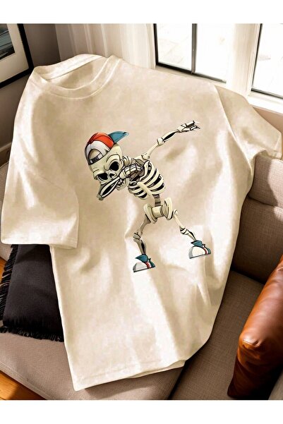 Velostra Παιδικό μπλουζάκι με στάμπα με σκελετό, υπερμεγέθη, άνετο, καθημεριν...