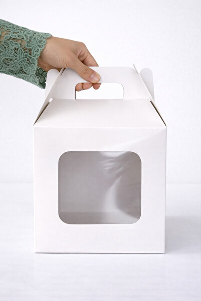 Ege Concept Life Asetat Pencereli ve Tutma Saplı Pasta & Tatlı Kutusu 21x21x2...