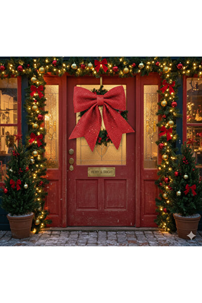 Lal Decor cu fundă roșie cu sclipici, brad de Crăciun, Ziua Îndrăgostiților, ...