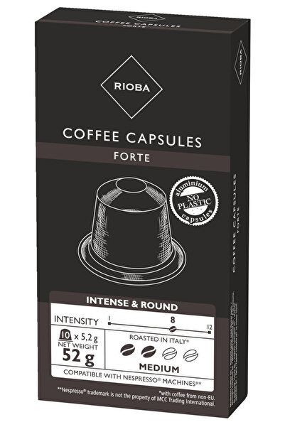 Rioba Capsule de cafea Forte, compatibile cu Nespresso, Rioba, 10 capsule