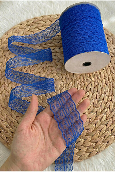 ZEYMERADE 10 Meters Double Layered Lace Ribbon Saks Blue Scallop, Bundle Enga...