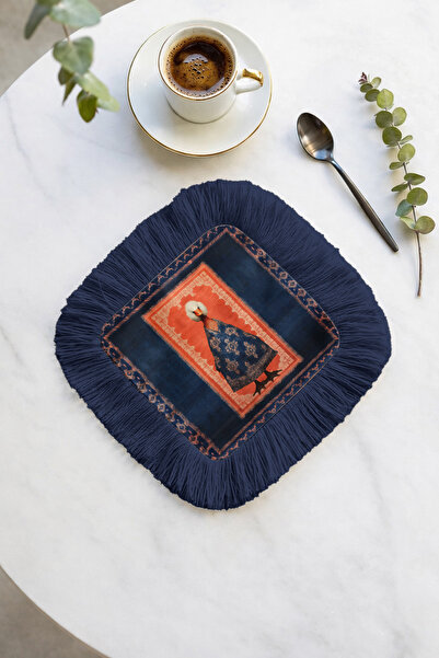 Evimde Bambaşka Șervețel elegant cu model de păsări și franjuri - Șervețel ar...