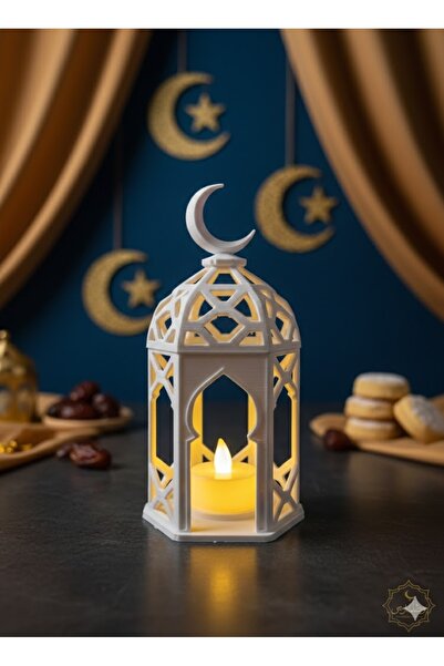 Taz Work Shop Ramazan Dekoratif LED Mumlu Fener 17x9 cm – Hilalli Masa Üstü I...