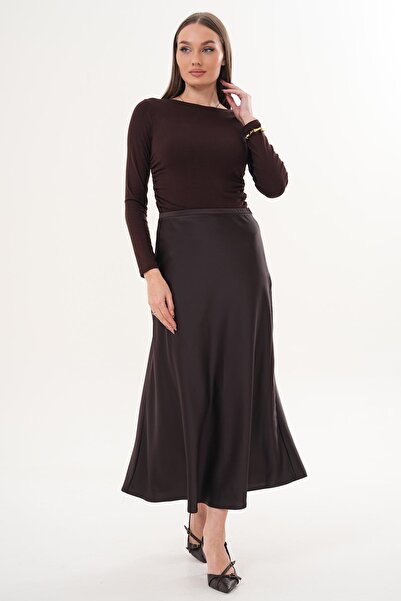 ŞİMAL Women's Satin Long Skirt 260305 -