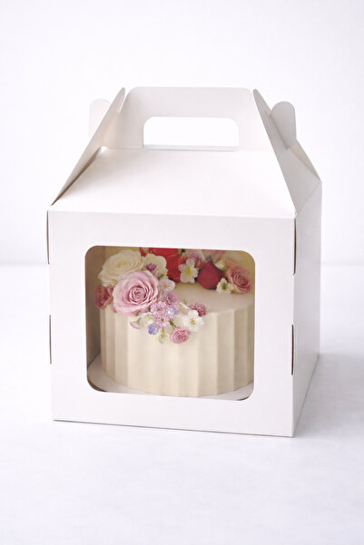 Ege Concept Life Asetat Pencereli ve Tutma Saplı Pasta & Tatlı Kutusu 25x25x2...