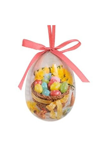 OEM Easter Decorative Egg Basket with Colored Eggs and Yellow Flowers 3PCS