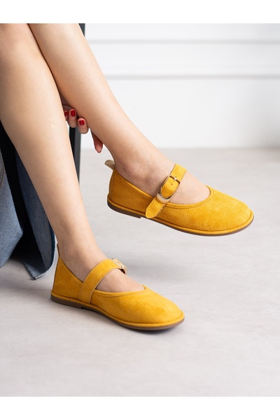 ALEMDAR AYAKKABI Avenu Yellow Buckle Women's Ballerinas