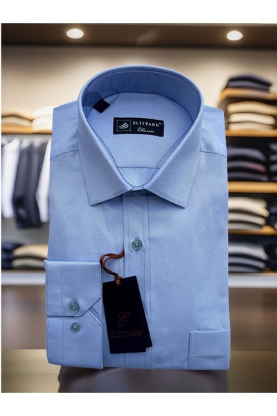 elitpark Nokta Desenli Düz Renk Pamuklu Erkek Gömlek