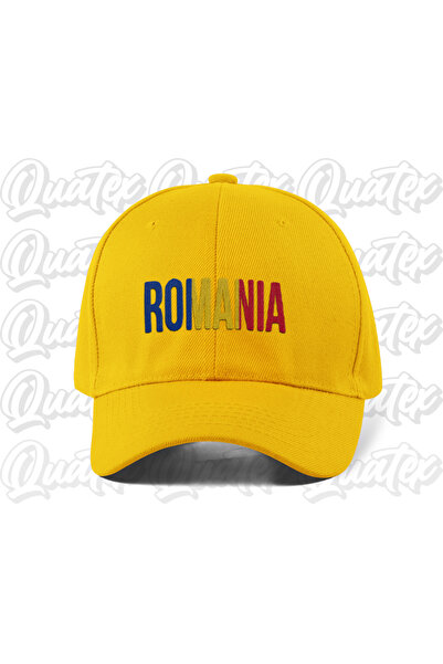 QUATEX Romania Embroidered Country Flag Hat - Yellow Color 100% Cotton Gabard...
