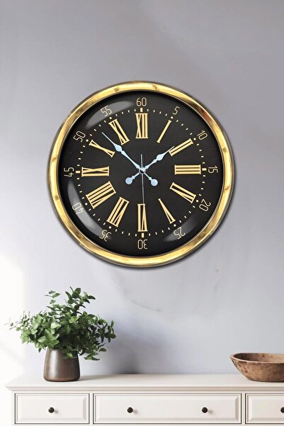 Cetiner Group 40 cm Metal Gold Roman Numeral Wall Clock