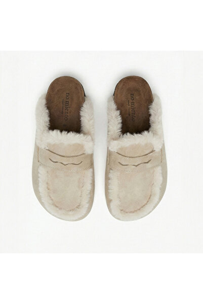 no miento Γυναικείες Vegan Δερμάτινες Μπεζ Παντόφλες Sabo από την Alka Kürklü