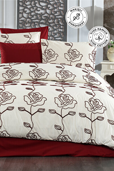 evienhome Embroidered 100% Cotton Duvet Cover Set Double 3-Piece Luxury Quali...