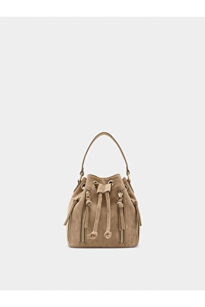 PARFOIS Kadın Dokulu ve Fermuarlı Bucket Çanta_(Ölçü: 18,0x18,0x13,0 (UxYxG) )