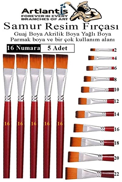 Artlantis Set četkica za slikanje sa ravnim vrhom br. 16, 5 komada, set četki...