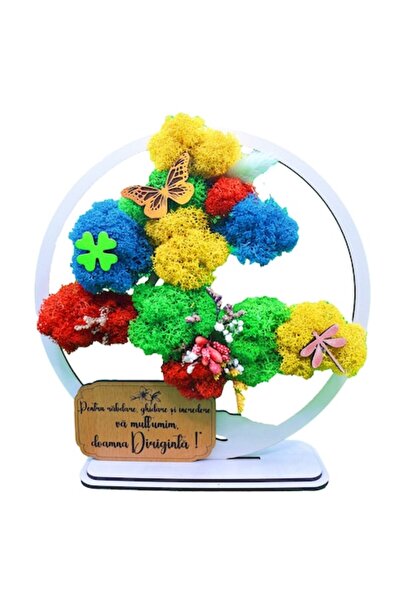 OEM Decorative Painting - Bonsai with Stabilized Lichens and Decorative Accents