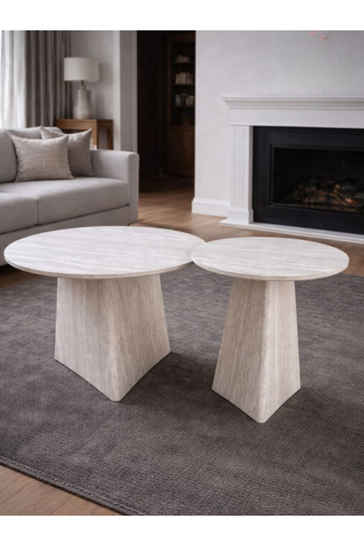 BEC22 Modern geometric wooden coffee table set