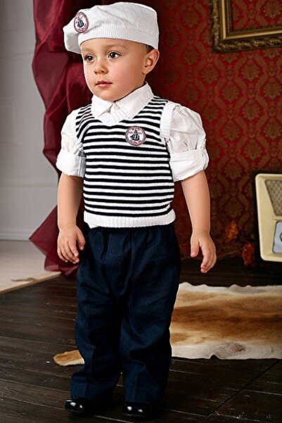 Krasnal Costum ocazie baieti albastru cu vesta 4 piese Marime : 62 cm (2-4 luni)