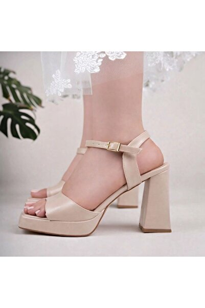 Lölük Moda Pantofi de mireasă de damă cu platformă unghiulară cu toc gros