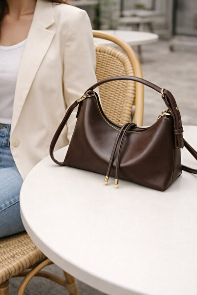 Women's Shoulder Bag & Handbag Leather Look Crossbody Casual Stylish Design Brown