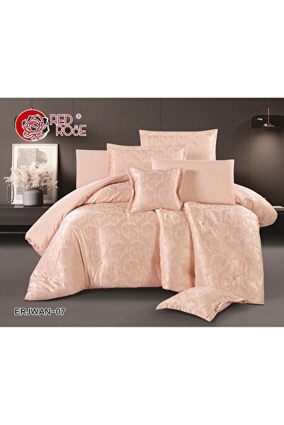REDROSE COLOR King size double bed sheet set in microfiber, 8 pieces - 240*260