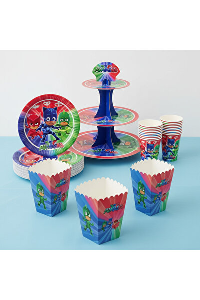 Umamiçe Pijamaskeli̇ler Party Set – 8-Piece Corn Box + 8-Piece Plate and Cup ...